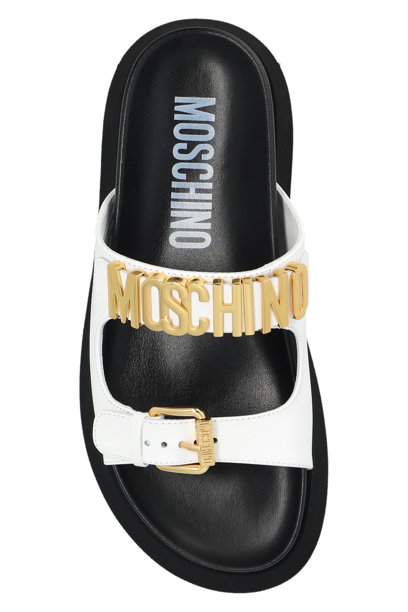 Moschino best sale gold slides